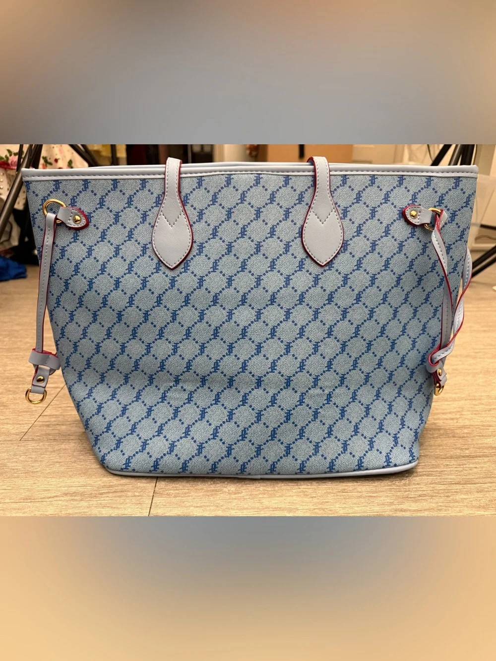 Klassik Michelle Love Blue Monogram Tote‎ Bag Oversized Coastal Grandma Preppy